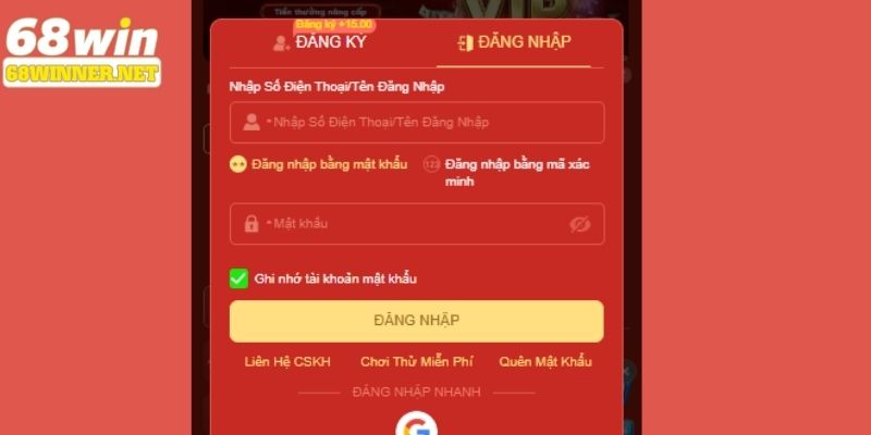 Nội dung chi tiết 3 bước đăng nhập 68WIN